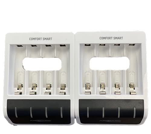 Ansmann Comfort Smart Charger Bundle with 8 AA 2850 Slimline Rechargeable Batteries - Fast Charging for 1-8 AA/AAA Batteries | Perfect for Cameras, Game Controllers & Smart Home Devices