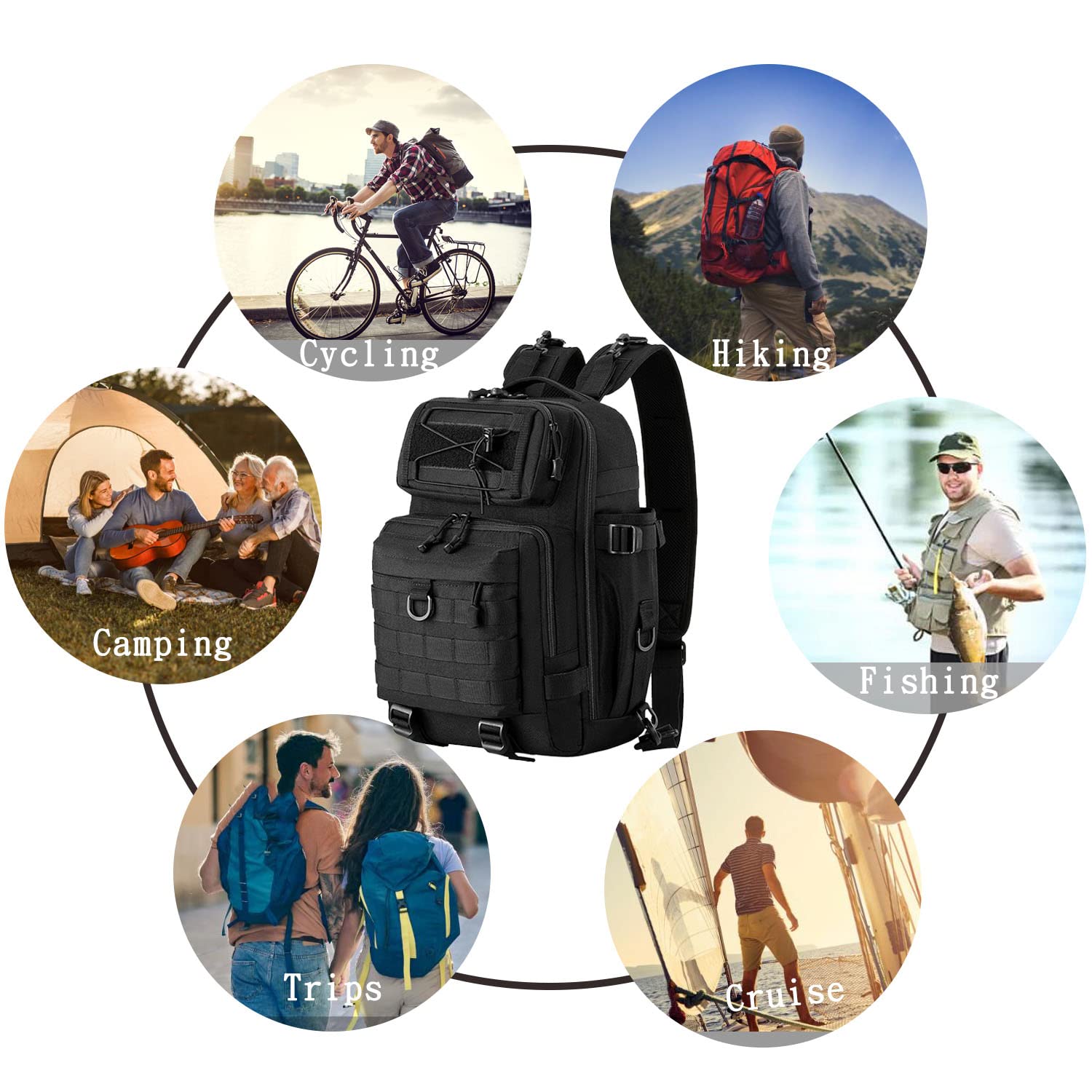 Water-Resistant Fishing Backpack with Rod Holder - Large Tackle Sling Bag for Fly Fishing, Camping & Hiking - Durable Fishing Gear Accessories for Men - Perfect Gift for Outdoor Enthusiasts & Anglers