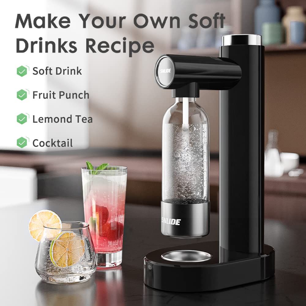 Sparkling Water Maker Machine - SodaStream Alternative with 1L BPA-Free PET Bottle & DIY Stickers | Easy Home Carbonation System for Healthy Drinks | Perfect for Cocktails, Mocktails & Hydration