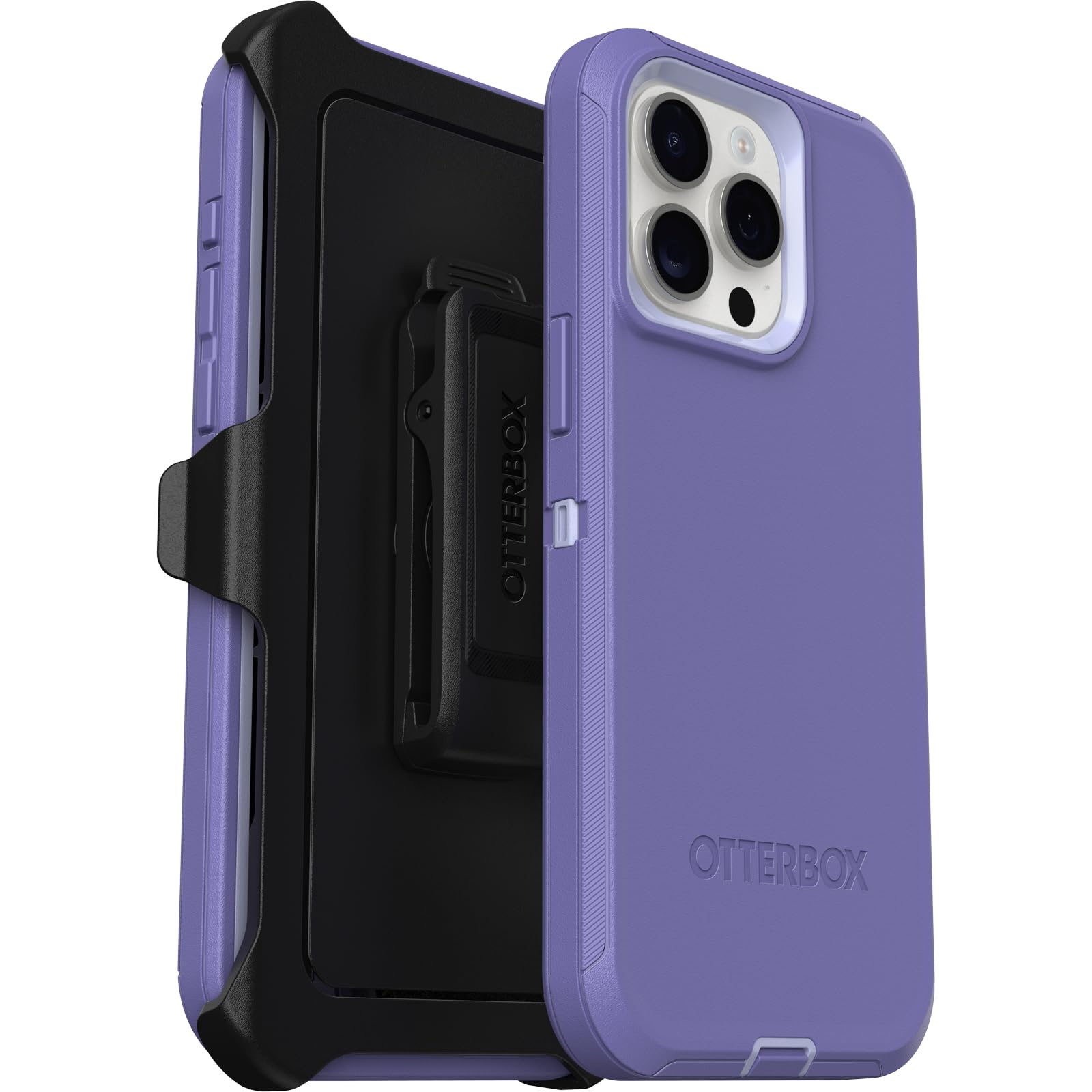OtterBox Defender Series Case for iPhone 15 Pro MAX - Mountain Majesty Purple | Rugged & Durable Protective Cover with Port Protection | Includes Holster Clip & Kickstand | Perfect for Outdoor Adventures, Work & Travel