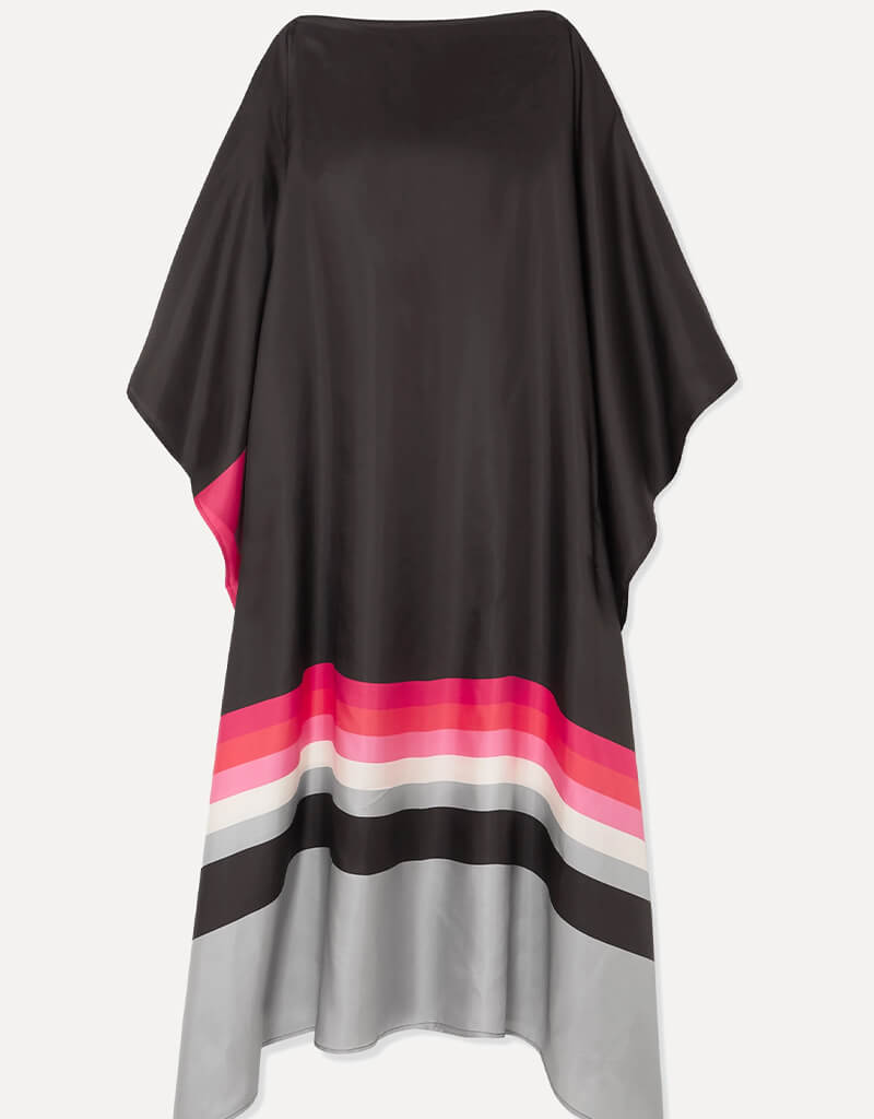 Luxury Black Soft Satin Silk Kaftan Dress for Women - Elegant Loungewear & Sleepwear for Home, Beach Cover Up, and Special Occasions