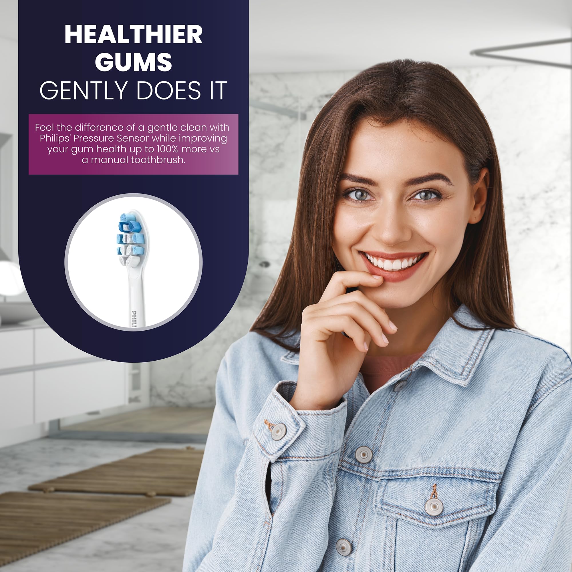 Philips Sonicare ProtectiveClean 6100 Rechargeable Electric Toothbrush with Pressure Sensor & Plaque Control Brush Head - Professional Sonic Toothbrush for Whitening, Gum Health & Deep Cleaning - Perfect for Travel, Home & Daily Oral Care