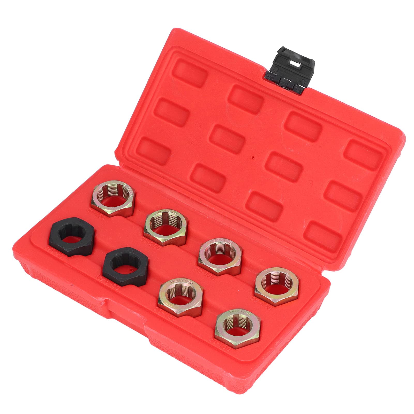 8-Piece Axle Spindle Rethreading Tool Set - M20, M22, M24 & 13/16 x20UNEF - Professional Spindle Thread Cleaning Kit with Durable Tool Box - Perfect for Automotive Repair & Heavy-Duty Truck Maintenance