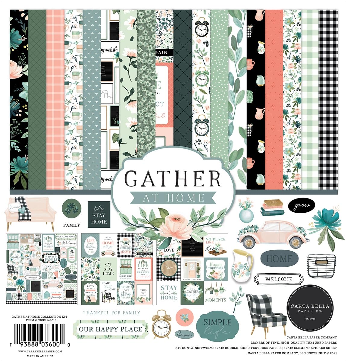 Echo Park Paper Gather at Home Collection Kit - Premium Scrapbooking Supplies for DIY Cards, Albums & Home Decor - Perfect for Crafting, Memory Keeping & Gift Making