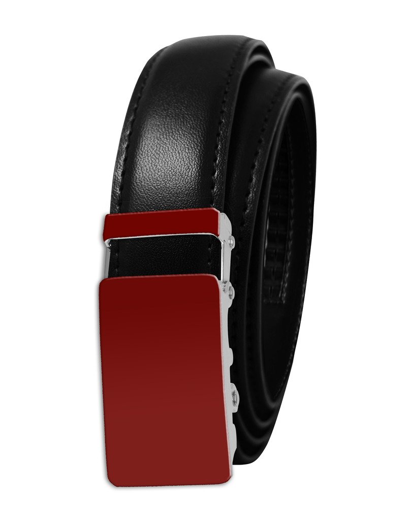 Magnolia Ruby Red Buckle Belt - Adjustable Black Leather Waist Belt for Women, Small Size | Perfect for Casual Outfits, Office Wear & Special Occasions