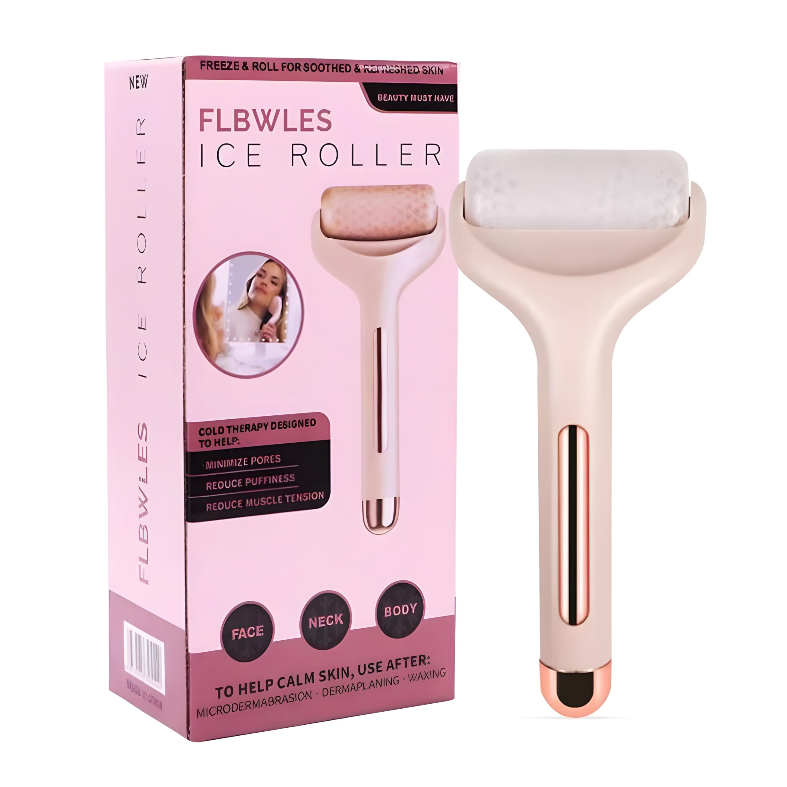 Trendy Ice Roller Face Massager for Women & Men – Reusable Cooling Therapy Roller for Face, Neck, Eyes & Body – Perfect for Puffiness Relief, Skincare Routine & Post-Workout Recovery