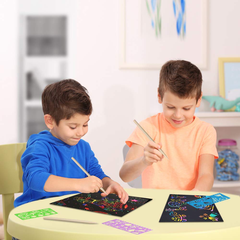 60 Pcs Magic Rainbow Scratch Paper Art Kit for Kids - Creative DIY Easter Christmas Birthday Party Crafts, Fun Educational Activity Supplies for Boys Girls - Perfect for Classroom Projects, Holiday Gifts & Party Games