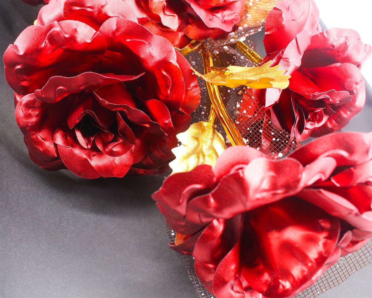 24K Gold Rose Bouquet - Artificial Eternal Rose with Gold Foil for Valentine's Day, Wedding & Proposal Gift - Luxury Plated Rose for Girlfriend, Wife - Perfect for Anniversary, Birthday & Thanksgiving (Home Decor, Romantic Gift, Wedding Centerpiece)