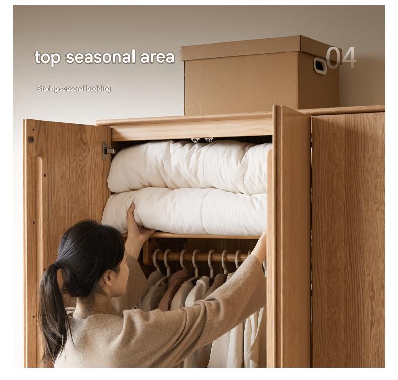 Modern Oak Solid Wood Wardrobe - Spacious Storage for Bedroom, Closet & Home Organization | Durable & Stylish Furniture for Master Bedroom, Guest Room & Walk-In Closets