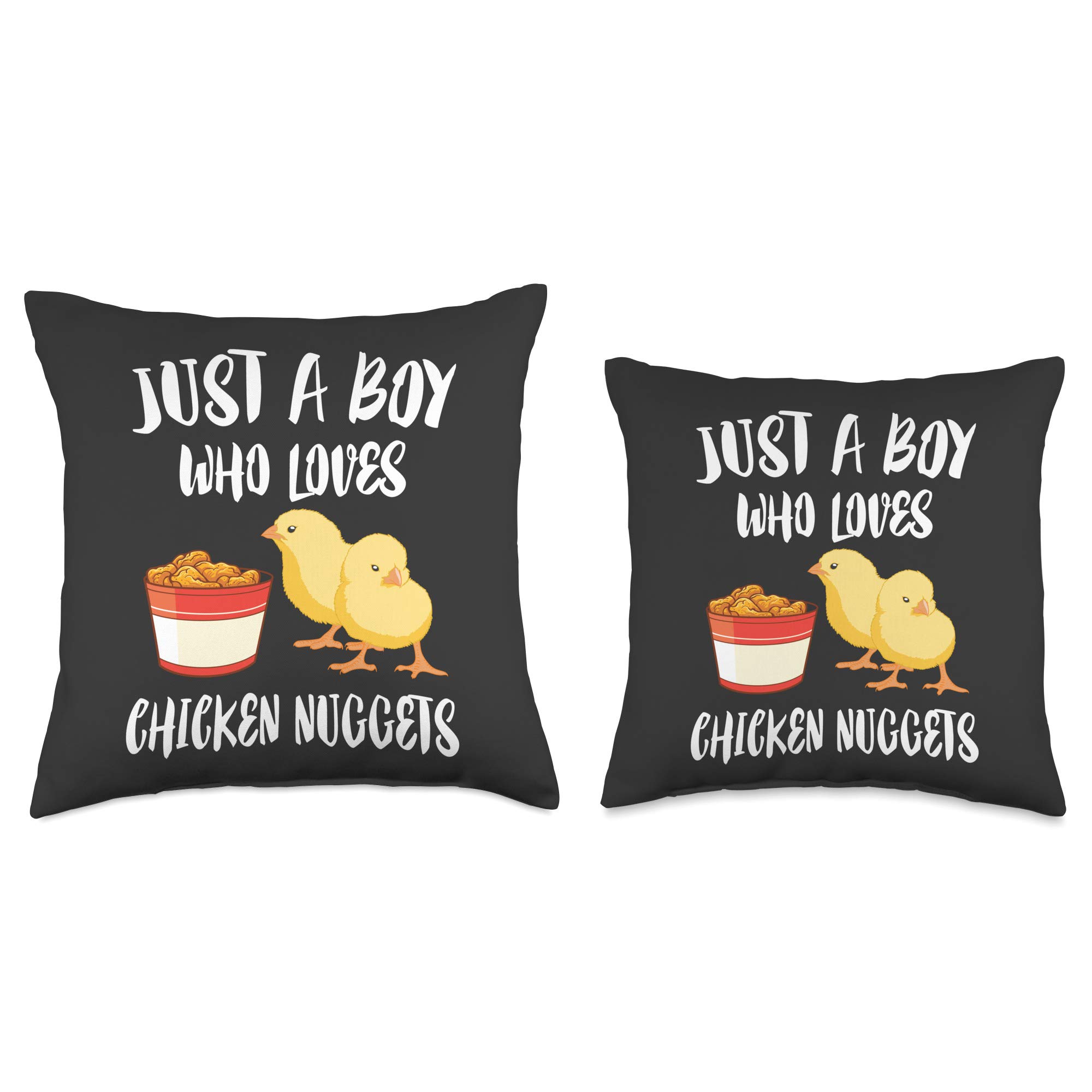 Just A Boy Who Loves Chicken Nuggets Funny Throw Pillow Cover 16x16 Inches - Soft Decorative Cushion for Bedroom, Living Room, Dorm & Gifts