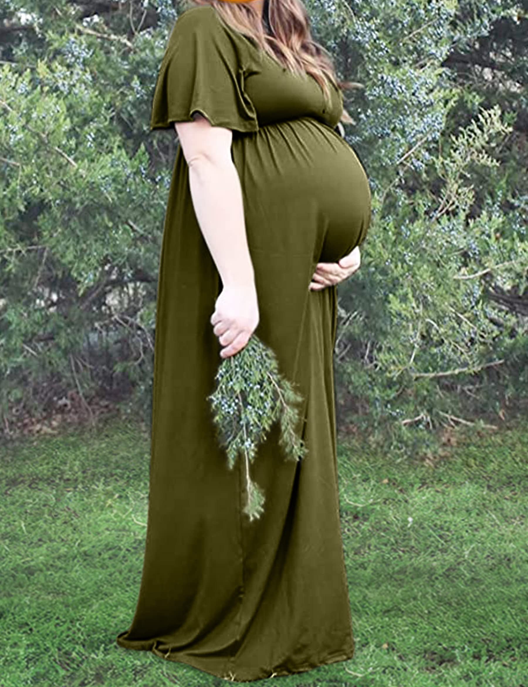 Peauty Summer Maternity Dresses for Women - Flowy Photoshoot & Baby Shower Dress with Decorative Buttons | Comfortable Pregnancy Outfit for Beach, Party & Special Occasions
