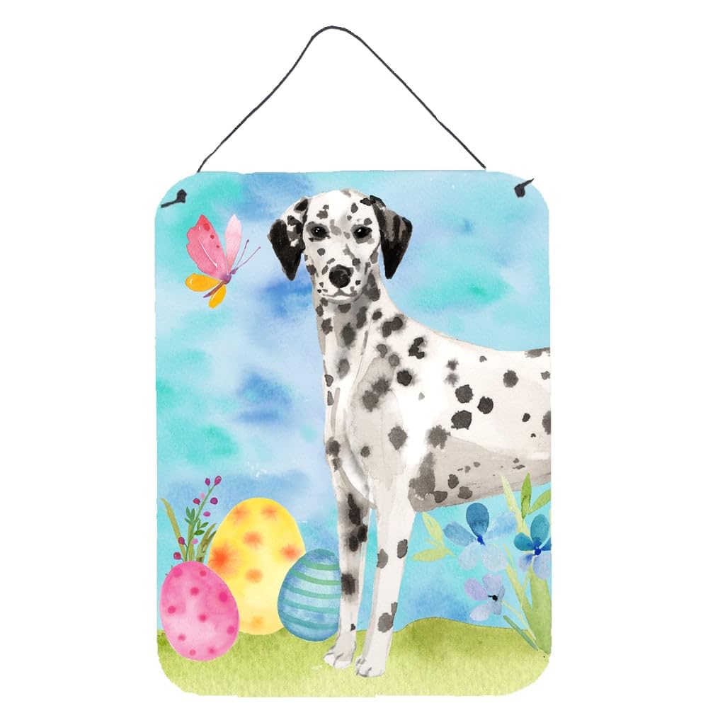 Caroline's Treasures BB9625DS1216 Dalmatian Easter Wall Decor - 12x16 Multicolor Aluminum Metal Sign for Kitchen, Bar, Bathroom & Front Door - Perfect for Holiday Home Decor & Seasonal Gift Giving