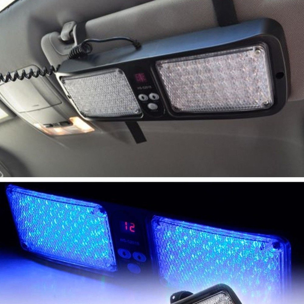 HEHEMM 86 LED 12V Automotive Emergency Strobe Lights - Flashing Hazard Warning Light with 12 Modes for Sun Visor, Fits Trucks, Boats & Cars (Blue) | Perfect for Roadside Emergencies, Construction Zones & Marine Safety