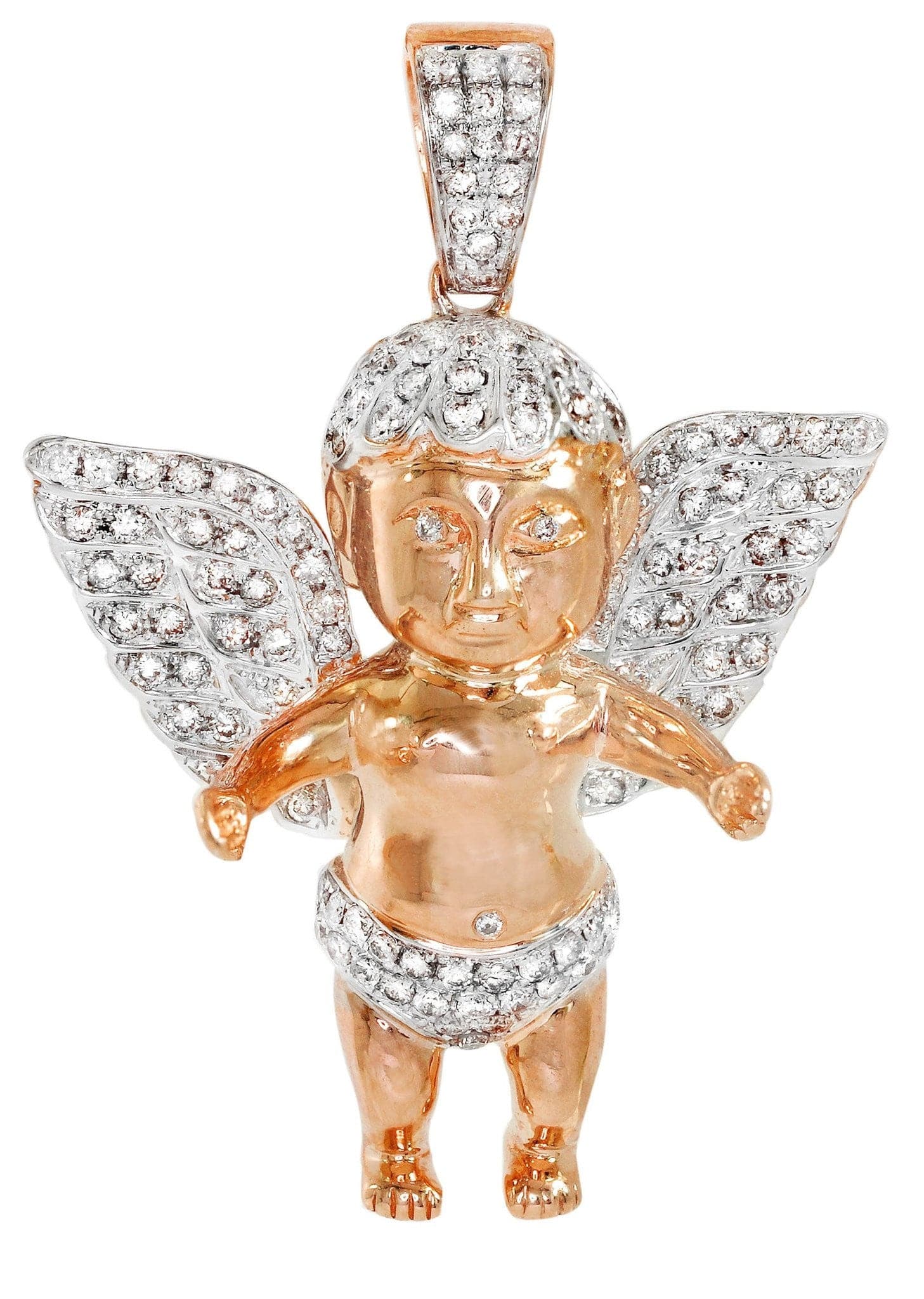 Diamond Angel Pendant Necklace - 16.36 Grams Solid Gold - 1.3 Carat Genuine Diamond - Perfect for Christmas Gifts, Anniversary & Birthday Jewelry