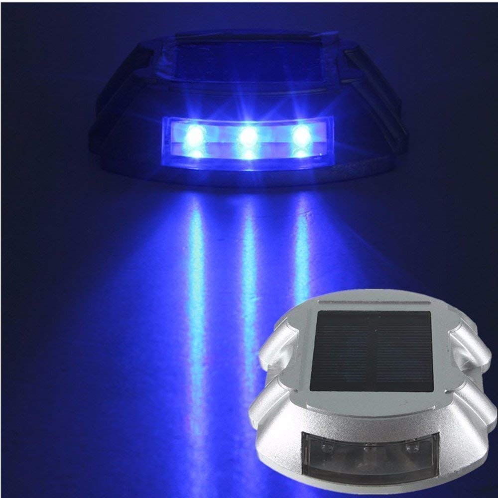 SUNWIND 4 Pack Blue Solar LED Lights - Waterproof Outdoor Solar Deck Lights for Garden, Driveway, Pathway, Patio - Perfect for Nighttime Safety and Landscape Lighting