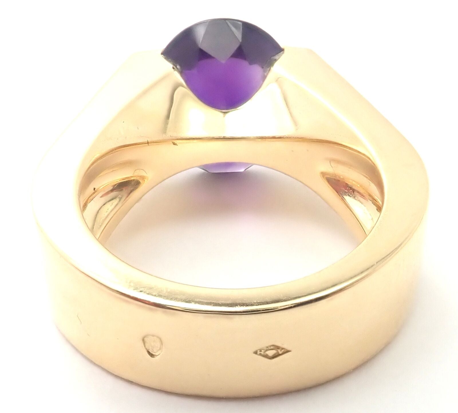 Authentic Cartier Tankissi 18K Yellow Gold Diamond Large Amethyst Ring - Luxury Jewelry for Women, Perfect for Weddings, Anniversaries & Special Occasions