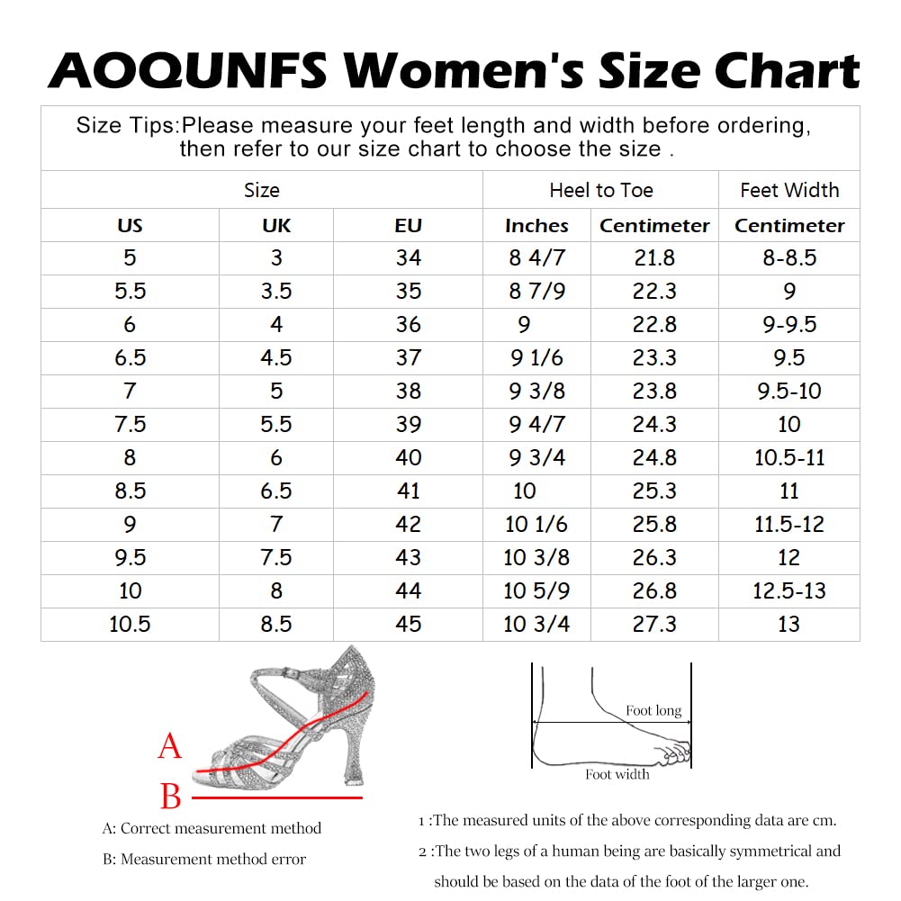 AOQUNFS Women's Latin Dance Shoes - Satin Ballroom Salsa Shoes for Practice & Performance | Comfortable & Stylish Dance Shoes for Salsa, Tango, Cha-Cha & Social Dancing