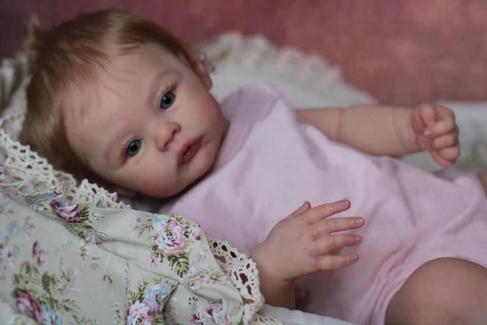 19 Inch Realistic Reborn Baby Doll - Lifelike Silicone Newborn Girl with Weighted Soft Cloth Body & Rooted Hair | Handmade Collectible Doll for Nursery Decor, Photography Props, Gift Giving and Therapy Use