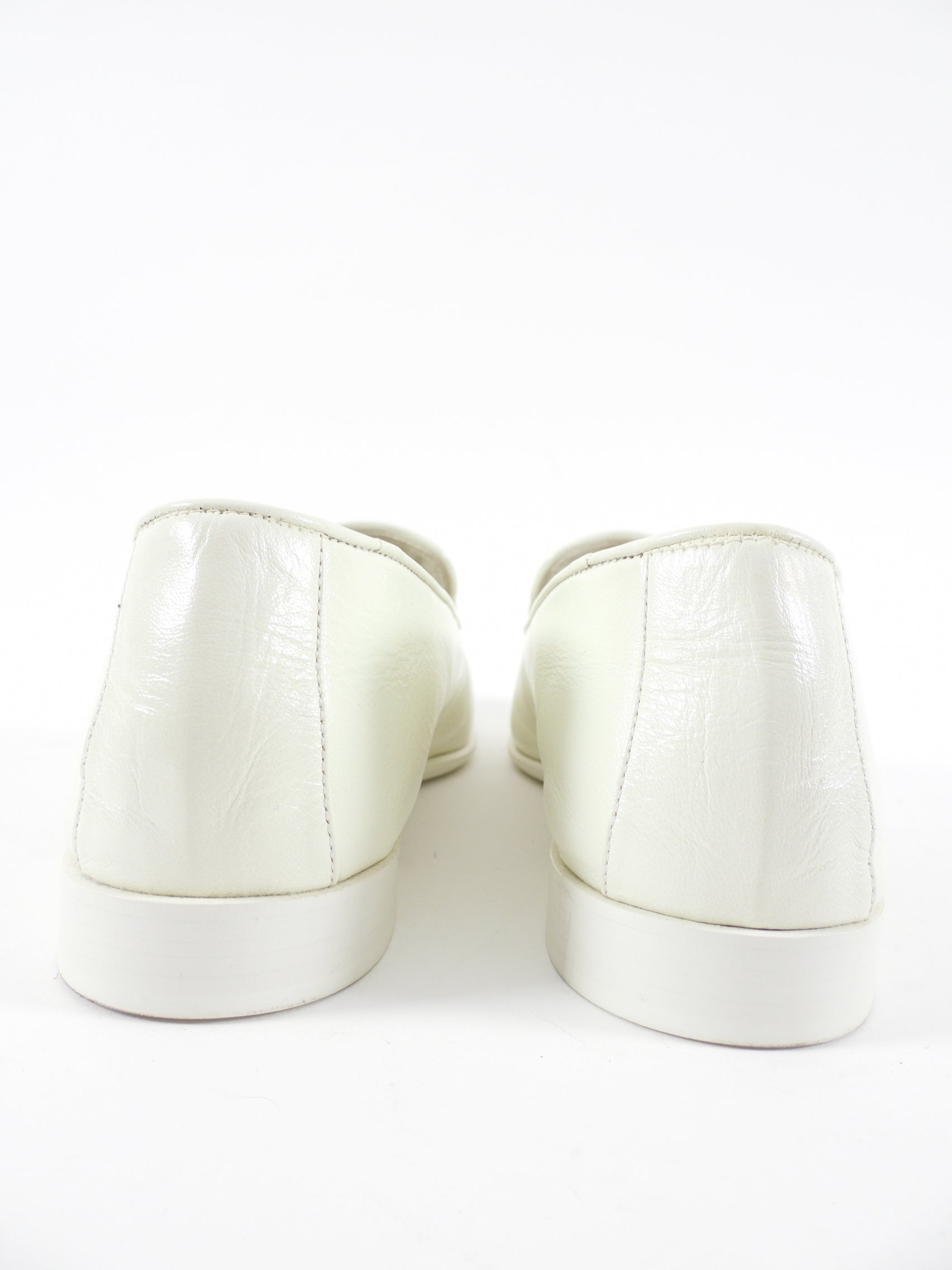 Chanel Ivory Leather Pearl CC Loafers Women's Size 37 / 36.5 - Classic Luxury Flats for Office, Party & Everyday Wear