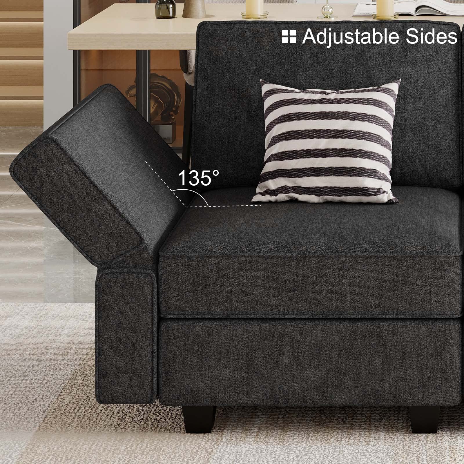 Belffin Modular Sofa Bed - Convertible Sectional Sleeper Sofa Set with Storage, Black - Perfect for Small Apartments, Guest Rooms & Home Offices