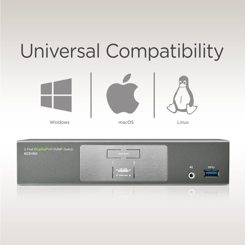 IOGEAR 2-Port 4K UHD DisplayPort KVMP Switch with USB 3.0 Hub - Black | Push Button Control | ON-NONE-ON Mode | Perfect for Multi-Computer Workstations & Home Office Setups