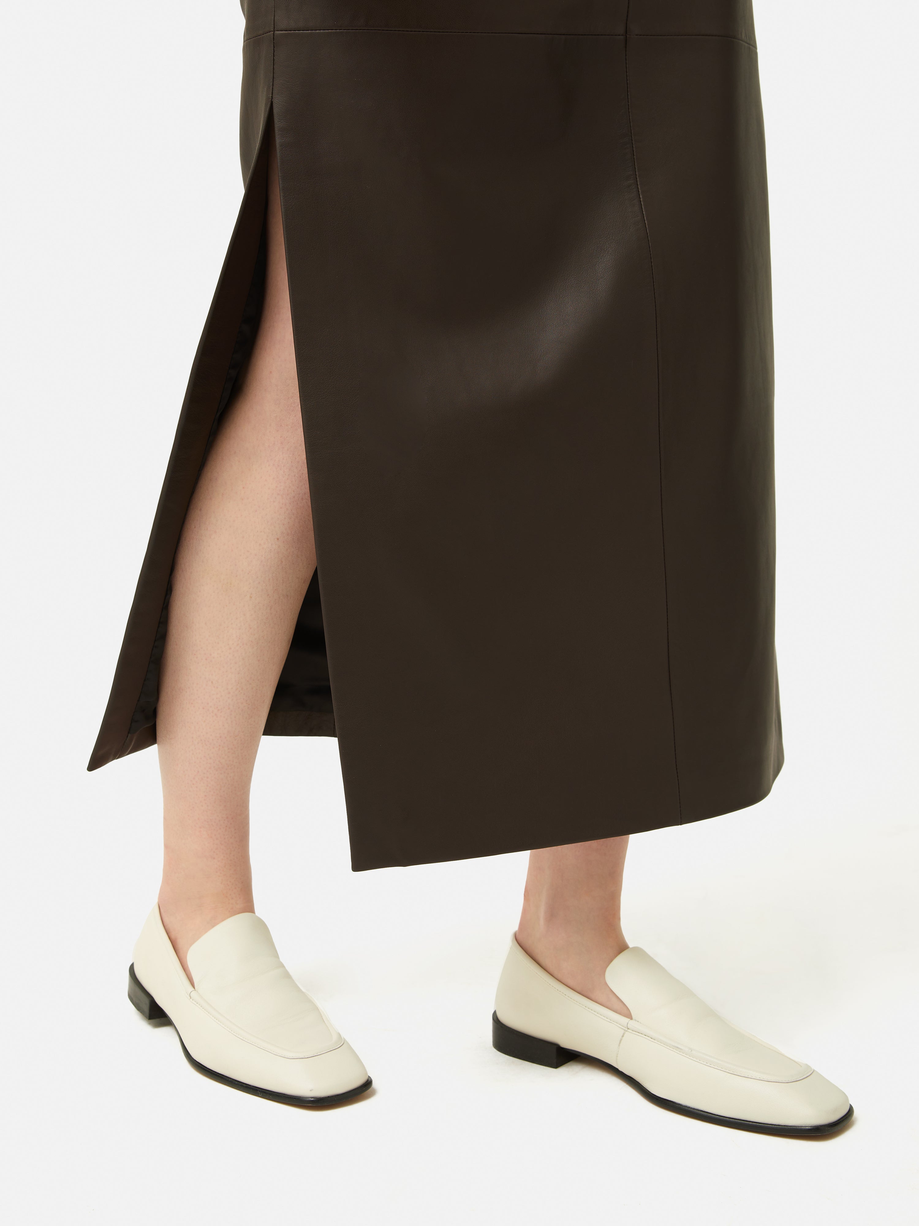 Premium Chocolate Brown Leather Maxi Skirt for Women - Elegant & Versatile Long Skirt for Office, Date Night & Special Occasions