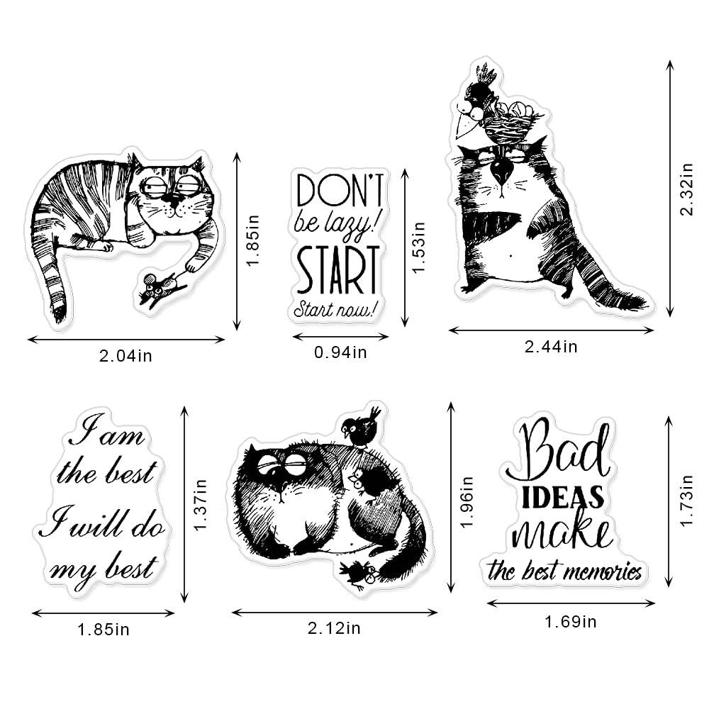 Lazy Cat Metal Cutting Dies & Clear Stamps Set - DIY Card Making, Scrapbooking, Photo Album Decor - Craft Rubber Seal Stamps for Paper Projects, Invitations, Journals & Home Decor