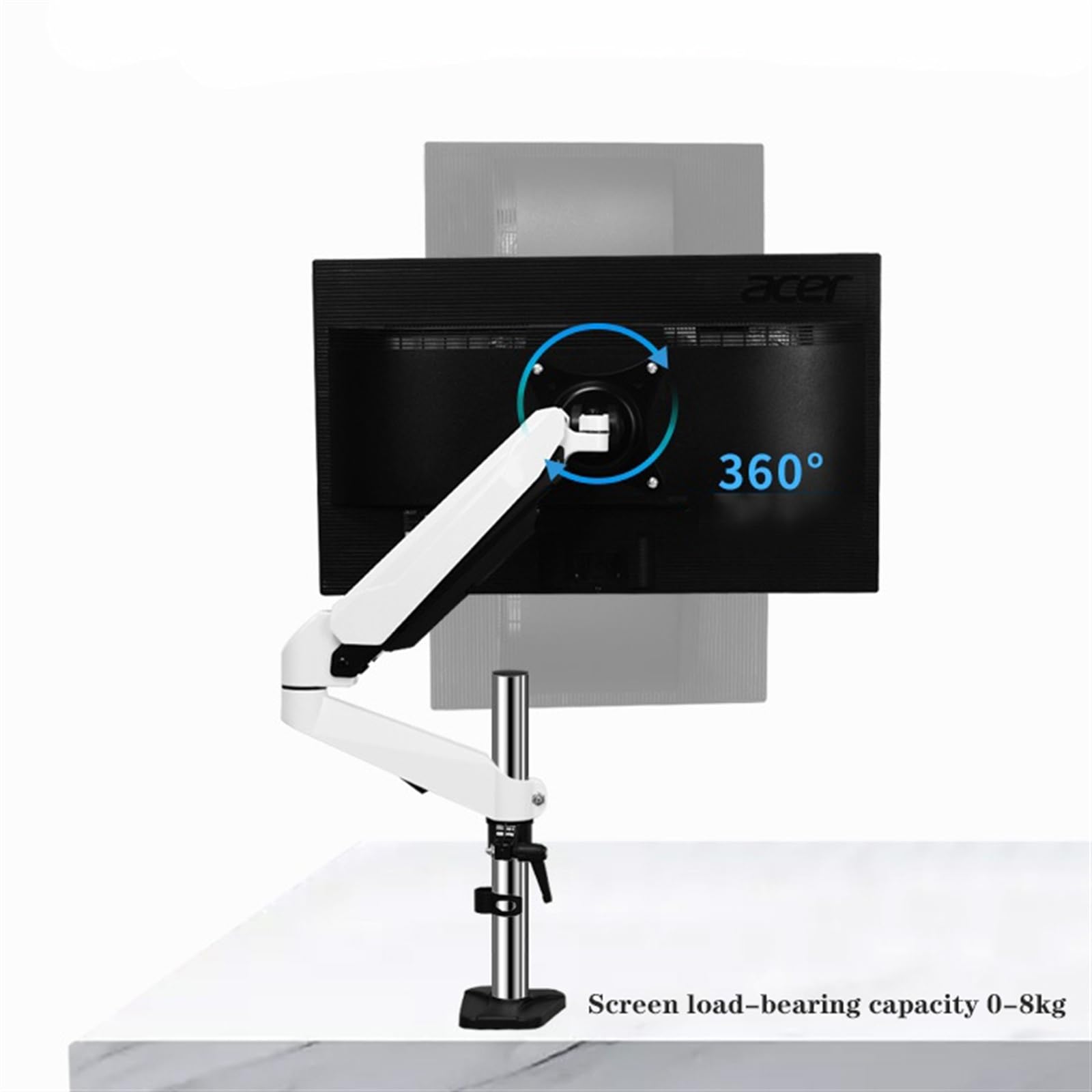 Adjustable Gas Spring Single Monitor Arm Stand for 15-32 Inch Screens (4.4-17.6 lbs) - Ergonomic VESA Mount with Grommet Base (300mm) - Perfect for Home Office, Gaming Setup & Workspace