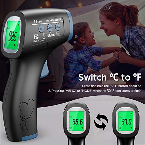 Non-Contact Infrared Thermometer with LCD Display & Memory Function - Fast, Accurate Digital Thermometer for Adults, Babies, Kids - Perfect for Home, Office, Medical Use and Fever Screening