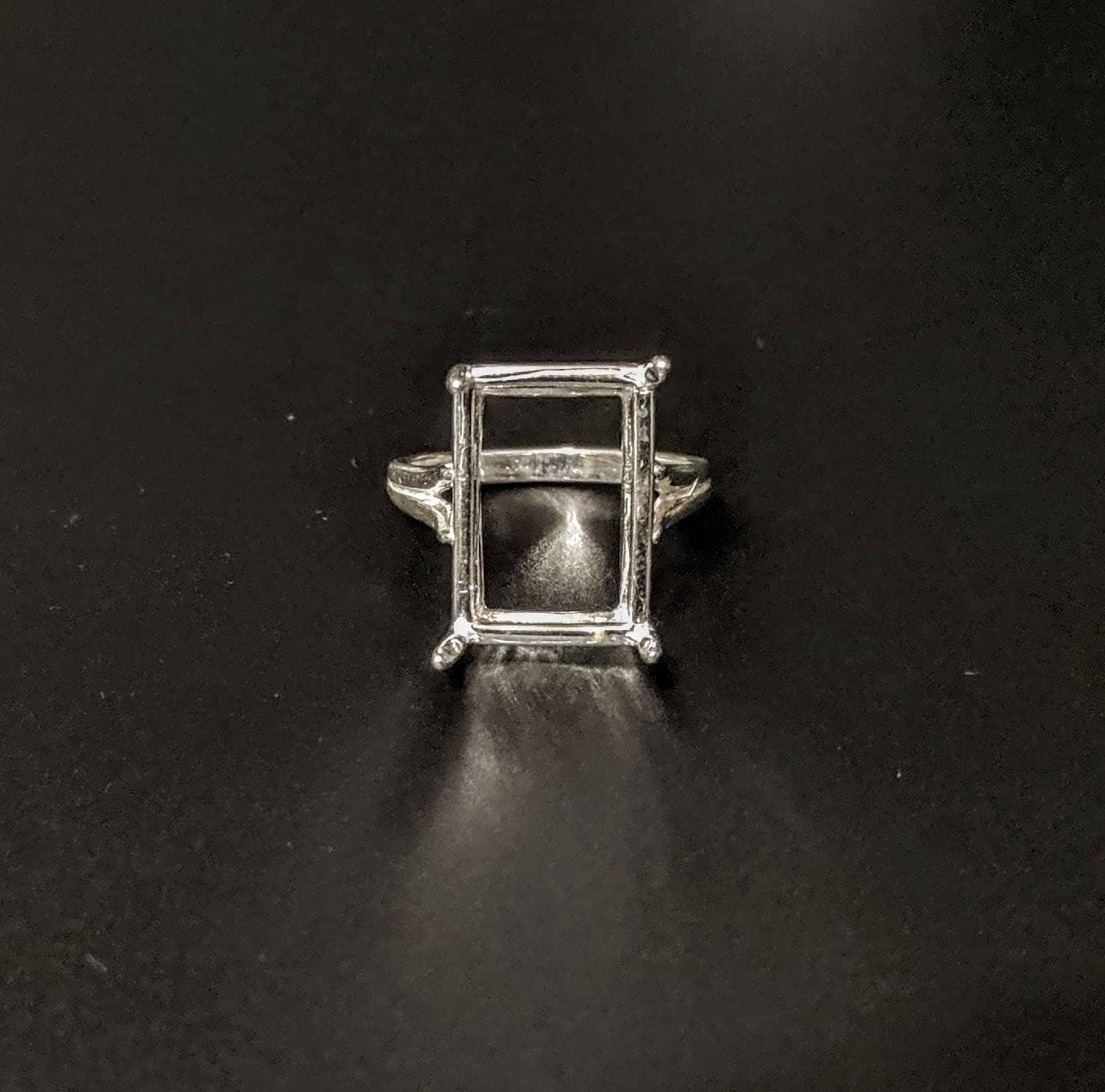 18x13mm Emerald Cut Pre-Notched Cathedral Ring Setting - Solid Sterling Silver or 14K Gold - Size 7/8 (163838/143838) - Perfect for Engagement Rings, Wedding Bands & Fine Jewelry Making