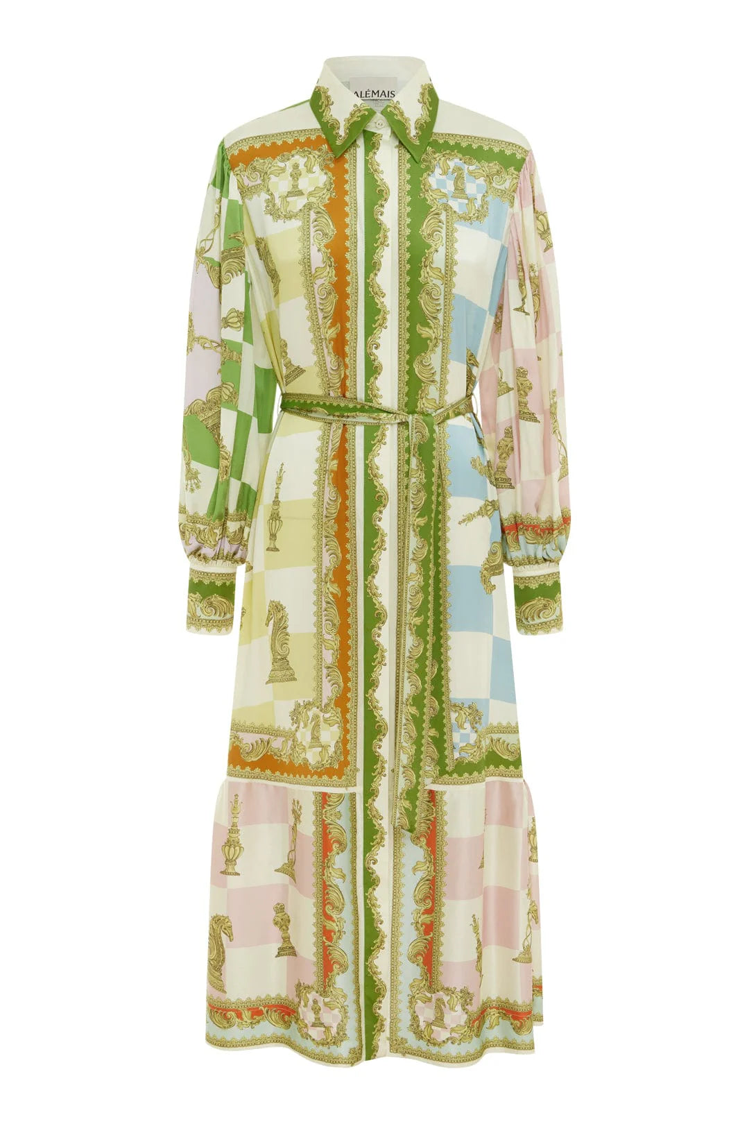 Checkmate Silk Shirtdress for Women - Elegant Long Sleeve Button Down Dress for Office, Party & Special Occasions