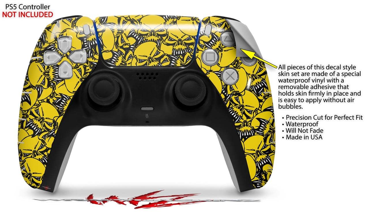PS5 DualSense Controller Skin Wrap - Scattered Skulls Yellow for Gaming Protection