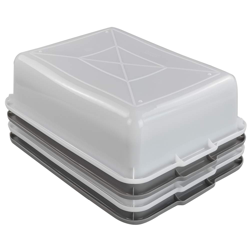 Teyyvn Plastic Bus/Utility Box Set of 4 - Heavy Duty Commercial Wash Basin Tote for Cleaning, Storage & Organization - Perfect for Restaurants, Schools & Janitorial Use