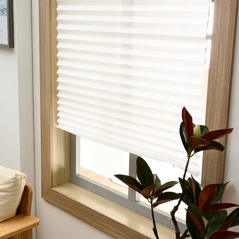 Cordless Temporary Window Blinds | Self-Adhesive No-Drill Pleated Paper Window Shades | Blackout Non-Woven Fabric for Home & Office | Perfect for Renters, Privacy & Light Control