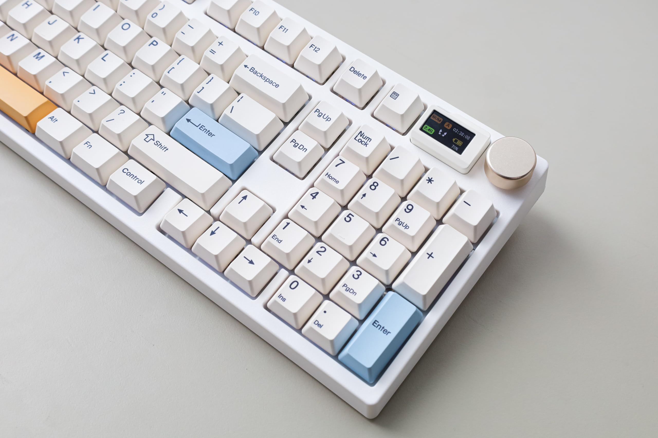NJ98 Wireless Custom Mechanical Keyboard with Screen Knob - 96% Hot Swappable RGB Backlit Keyboard for Mac & Windows (Dark, Steel Plate, Gateron Milky Yellow Pro) - Perfect for Gaming, Office Work & Typing Enthusiasts