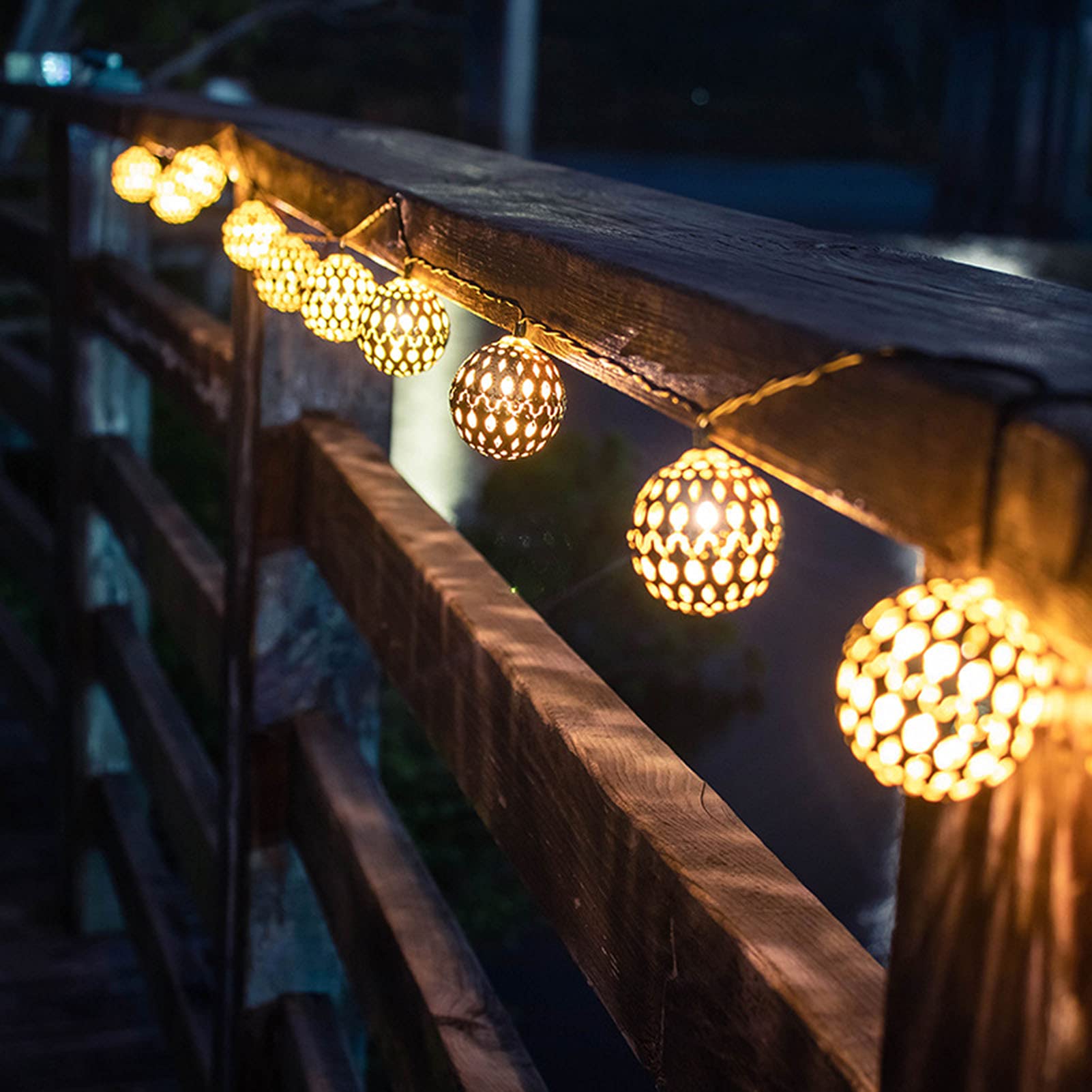 Solar Powered String Lights 16Ft 20 Balls - Waterproof Moroccan LED Fairy Lights for Outdoor Decoration | Perfect for Garden, Patio, Wedding, Party & Christmas Decor