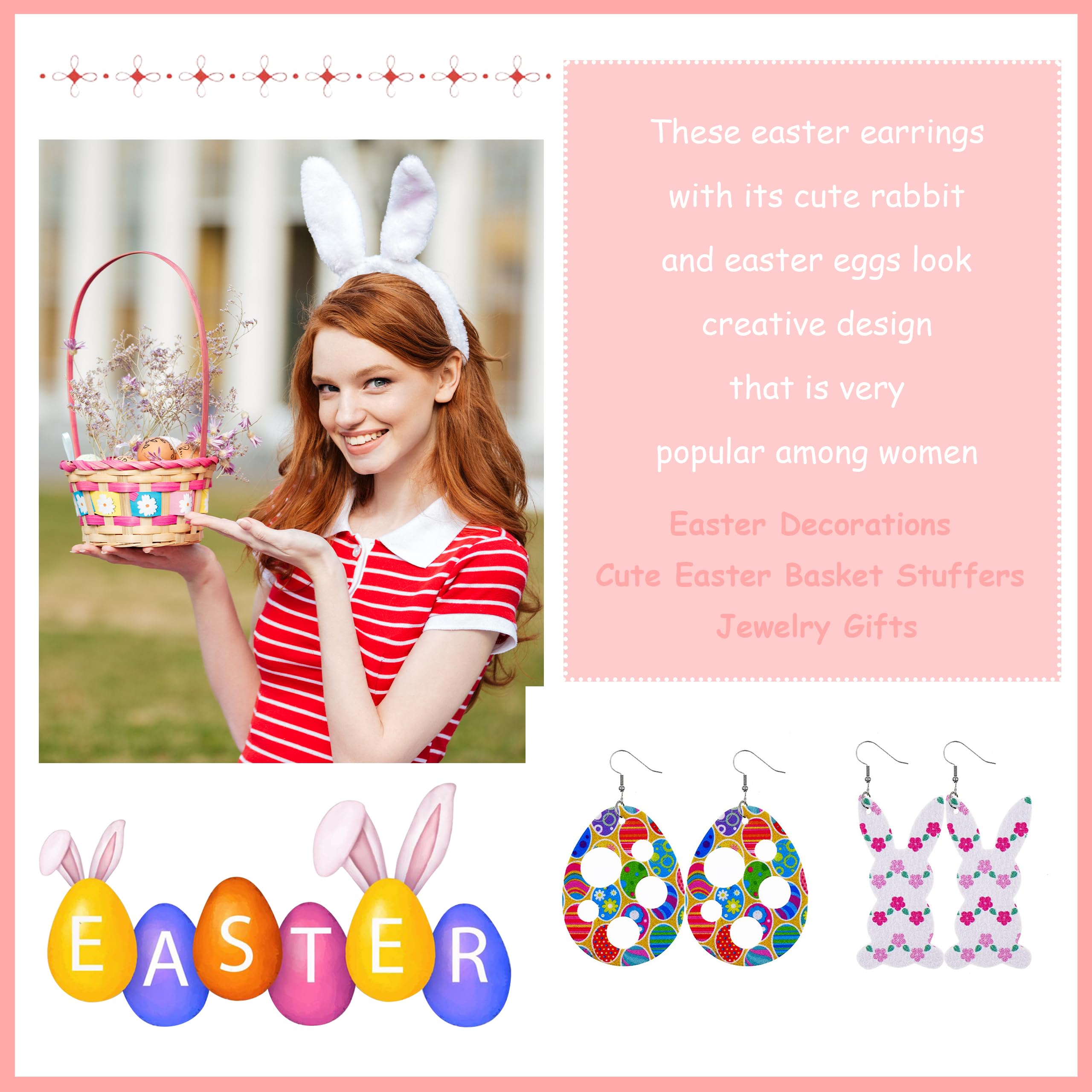 Easter Bunny Egg Earrings for Women - Cute Easter Jewelry Gifts for Easter Basket Stuffers & Party Outfits 2025 - Perfect for Easter Dresses, Egg Hunts & Spring Celebrations