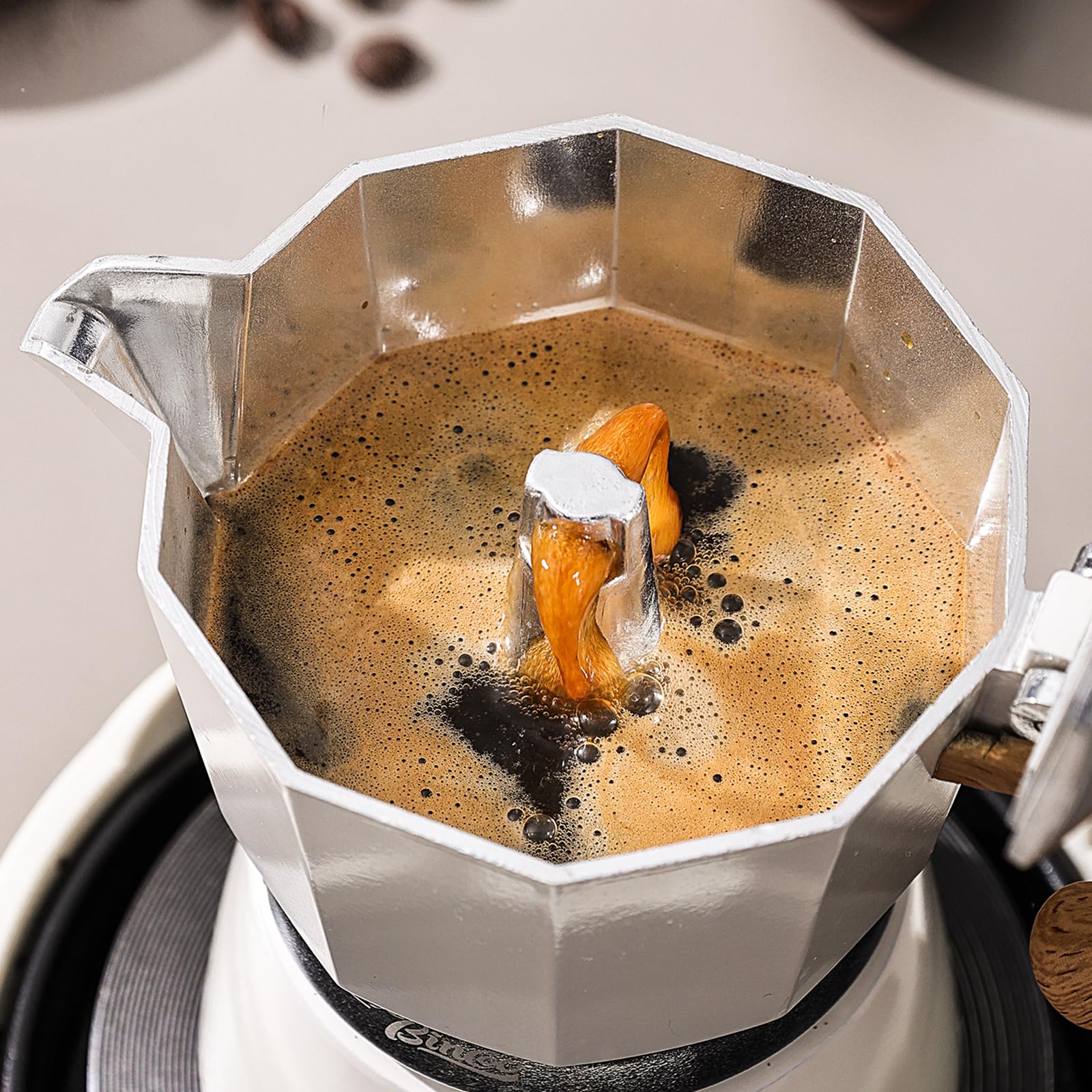 Bincoo 2 Cup (120ML) Stovetop Espresso Maker - Italian Moka Pot for Camping & Home Use - Easy to Use Coffee Maker (White) - Perfect for Outdoor Adventures & Morning Coffee Rituals