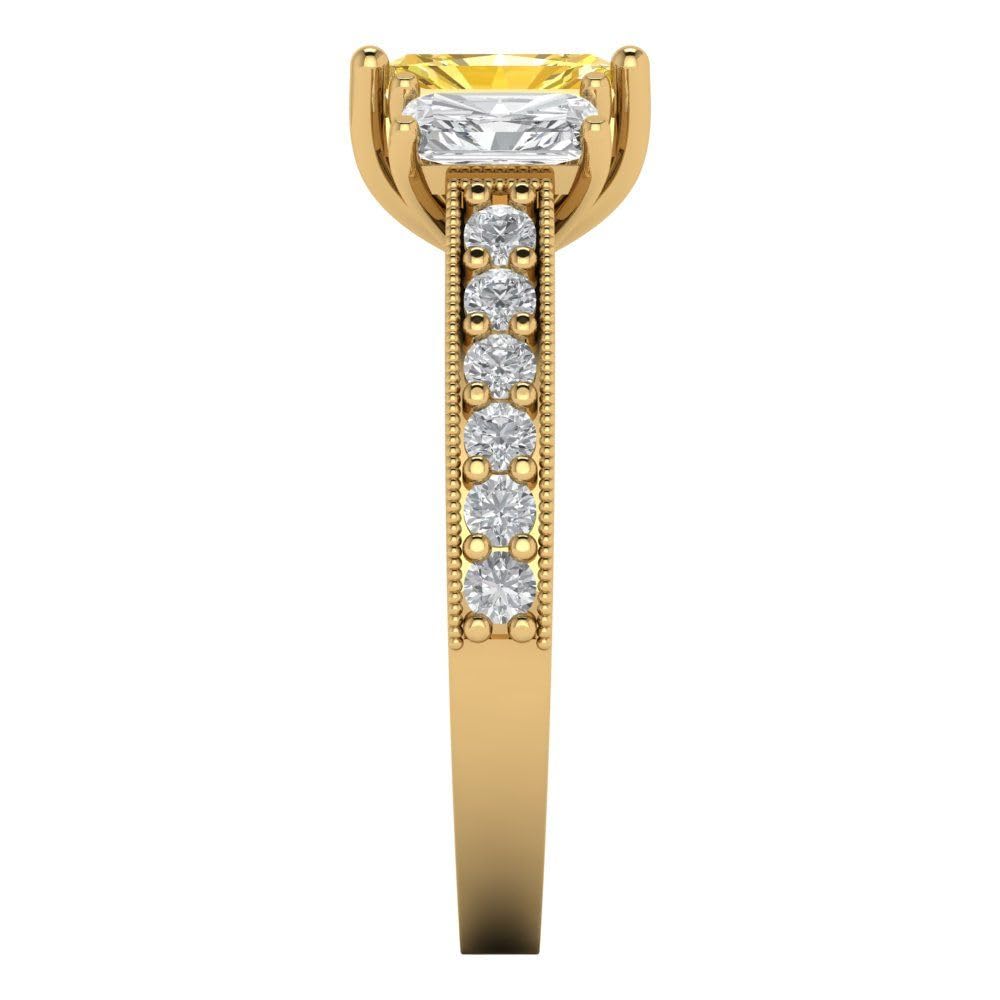 1.82ct Emerald Cut Simulated Diamond Ring - 14k Gold Bridal Jewelry for Anniversary & Engagement