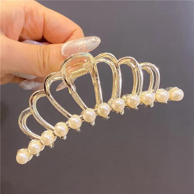 Samyak 2-Pack Rhinestone Pearl Tassel Hair Claw Clips for Women & Girls - Hair Clutcher Barrettes Set (Tassel-2p) - Perfect for Parties, Weddings & Everyday Hairstyles