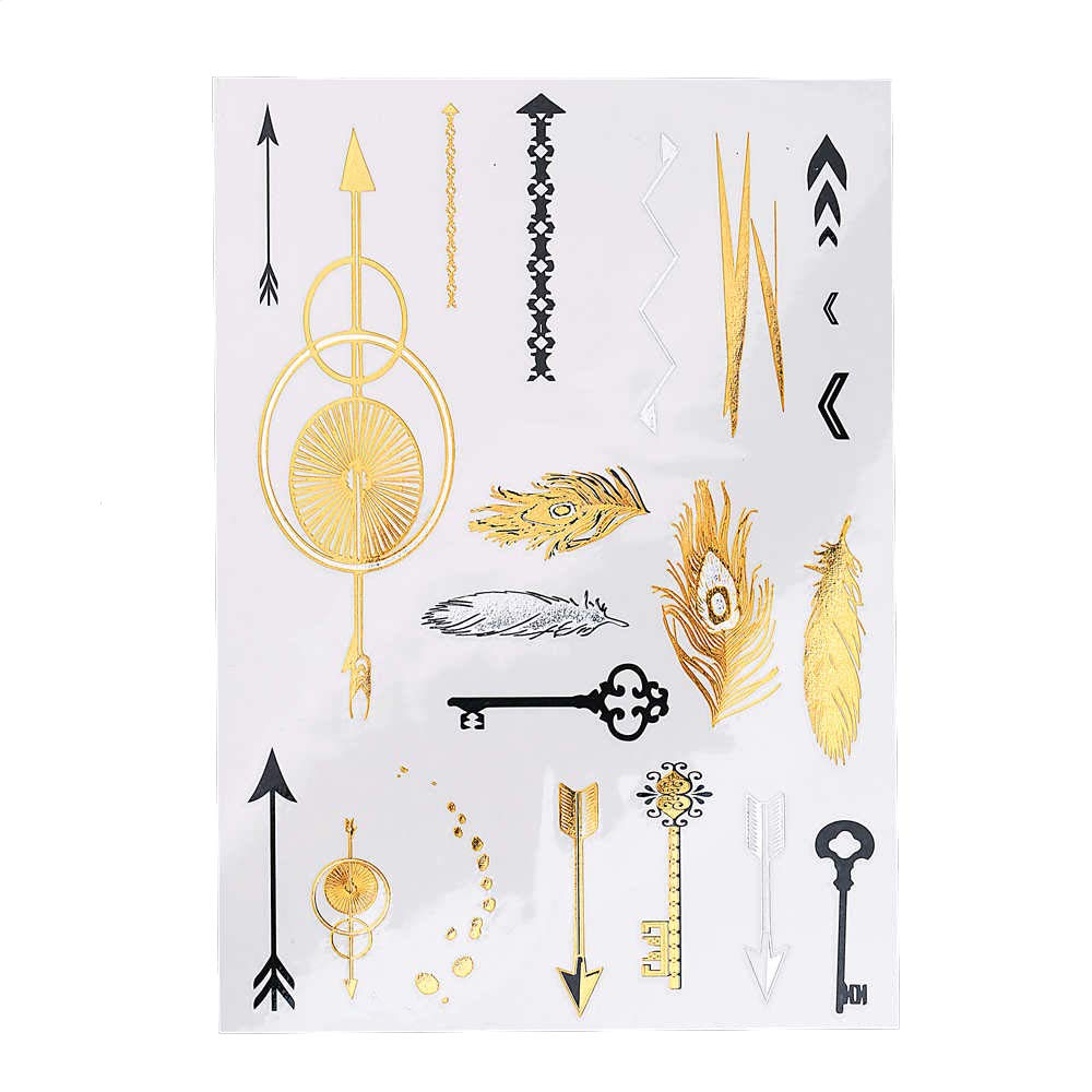 Golden & Silver 3D Temporary Tattoos - Metallic Butterfly, Swan & Peacock Designs (21x15cm) for Parties, Festivals & Body Art | Waterproof Fake Tattoo Stickers | S.A.V.I Brand
