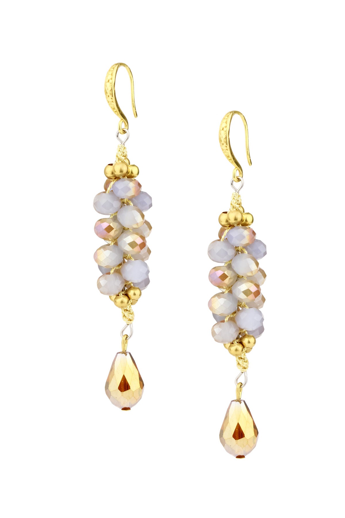 Elegant Cluster Bead Dangle Drop Earrings for Women - Boho Chic Handmade Jewelry - Perfect for Parties, Weddings & Date Nights