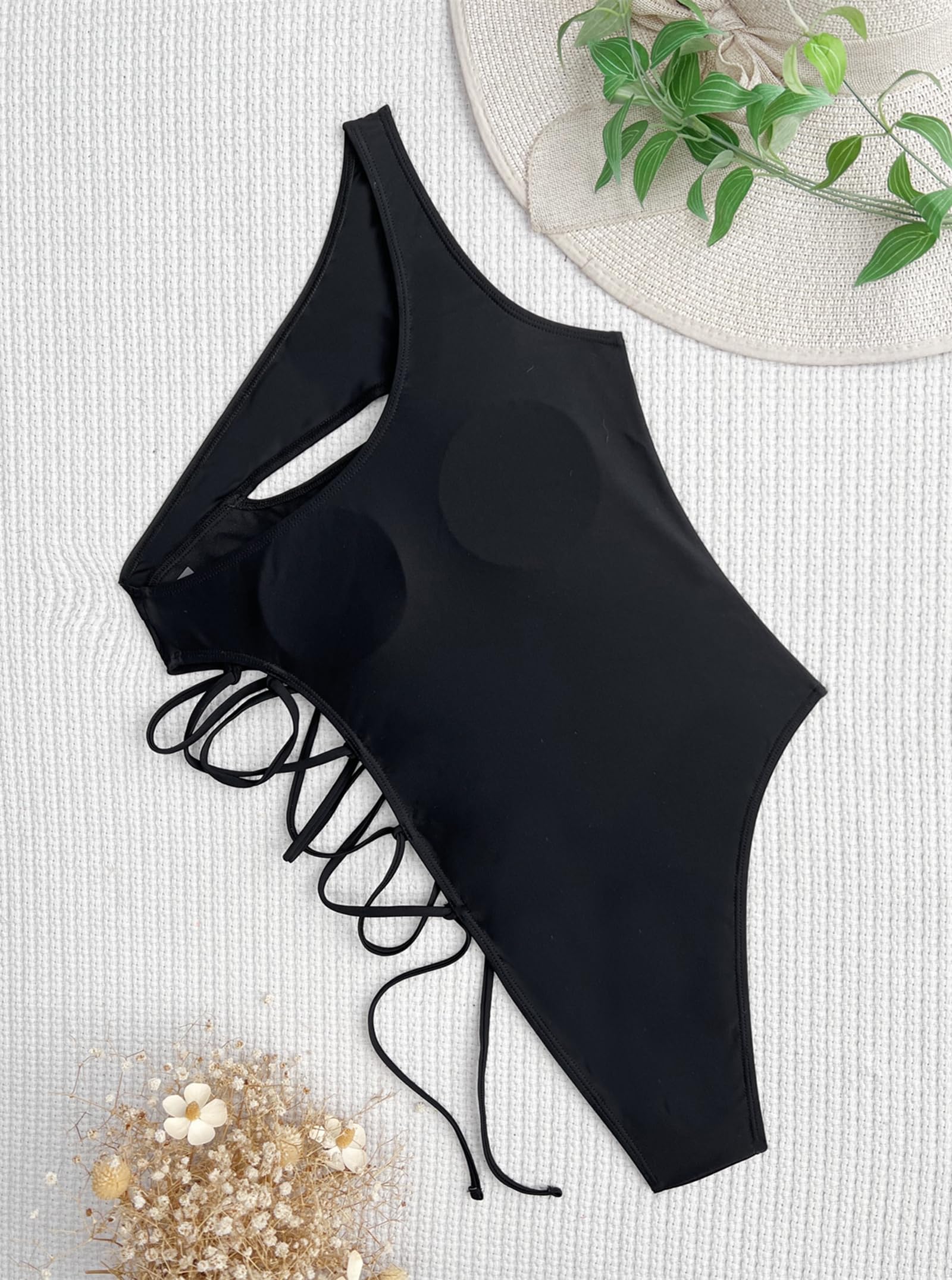 Hilinker Sexy One Piece Swimsuit for Women - Cutout Lace Up One Shoulder Bathing Suit | Perfect for Beach, Pool Party & Summer Vacation