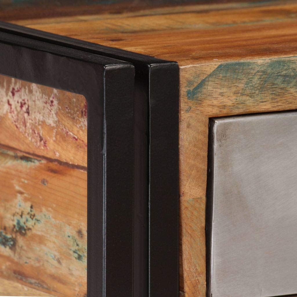 Industrial Coffee Table with 3 Drawers - Solid Reclaimed Wood Cocktail Table, 39.4