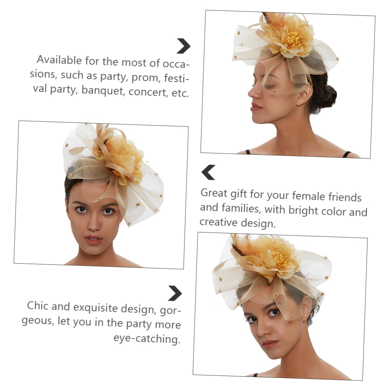 1PC Elegant Mesh Bridal Headband for Wedding Guest - Floral Yarn Hair Accessory for Women - Perfect for Weddings, Parties, and Special Occasions