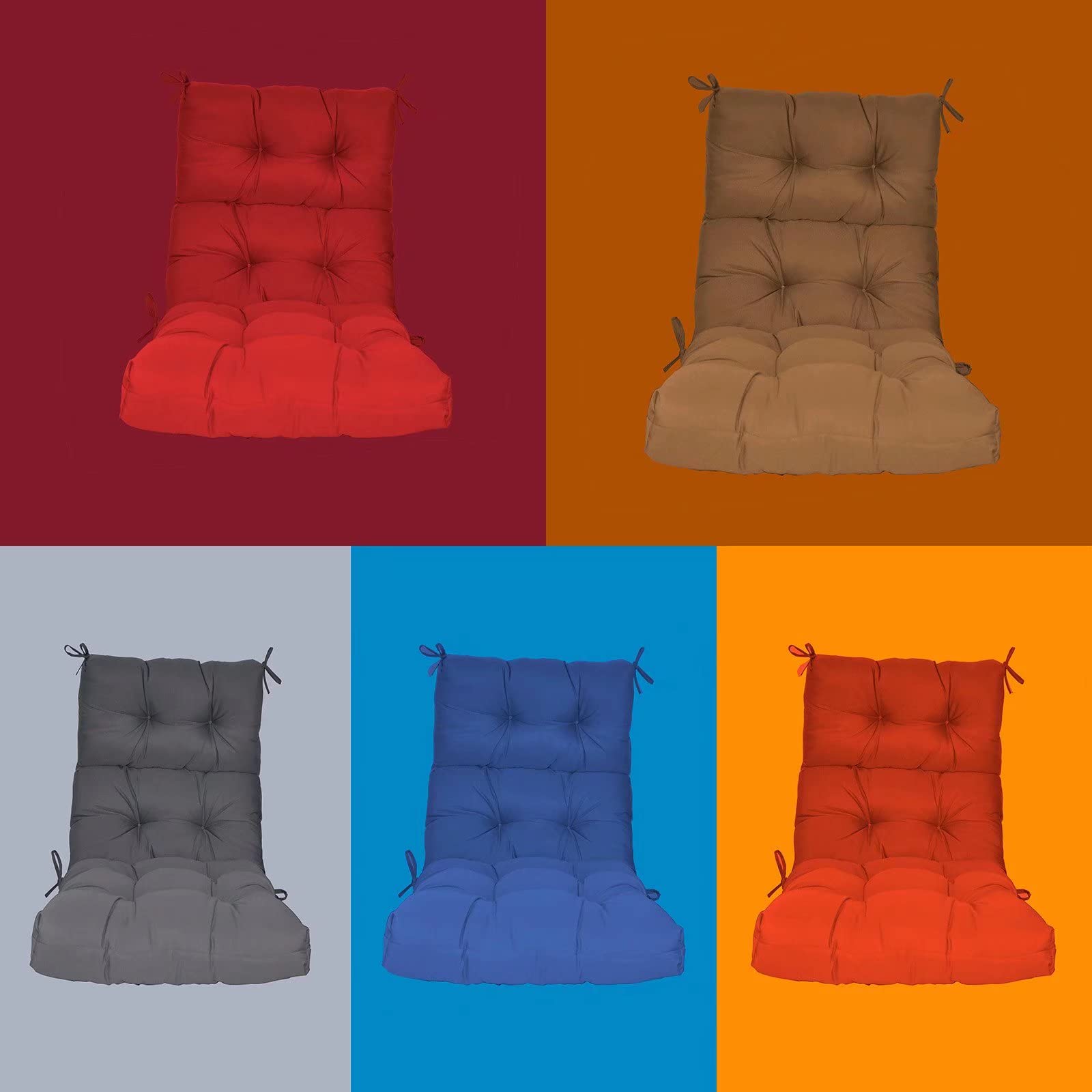 Premium Tufted Deep Seat Cushions with High Back Support - Indoor/Outdoor Patio Furniture Cushions (Light Coffee, Set of 2) - Perfect for Living Room, Garden & Poolside Relaxation