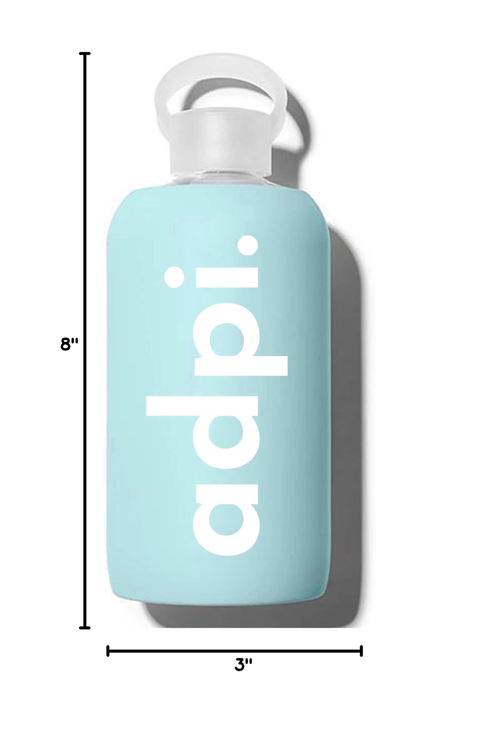 Alpha Delta Pi Sorority Glass Water Bottle with Silicone Sleeve - 16oz Reusable Glass Water or Juice Bottle with Leakproof Cap - Perfect for College, Gym, Work & Outdoor Activities