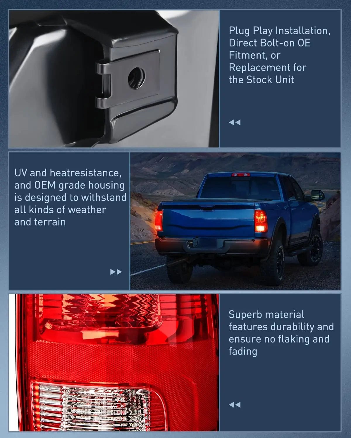 Dodge Ram 1500/2500/3500 Tail Light Assembly (2009-2018) - Passenger Side Rear Lamp Replacement - OE Style Fit for Pickup Trucks - Perfect for Night Driving & Enhanced Vehicle Safety