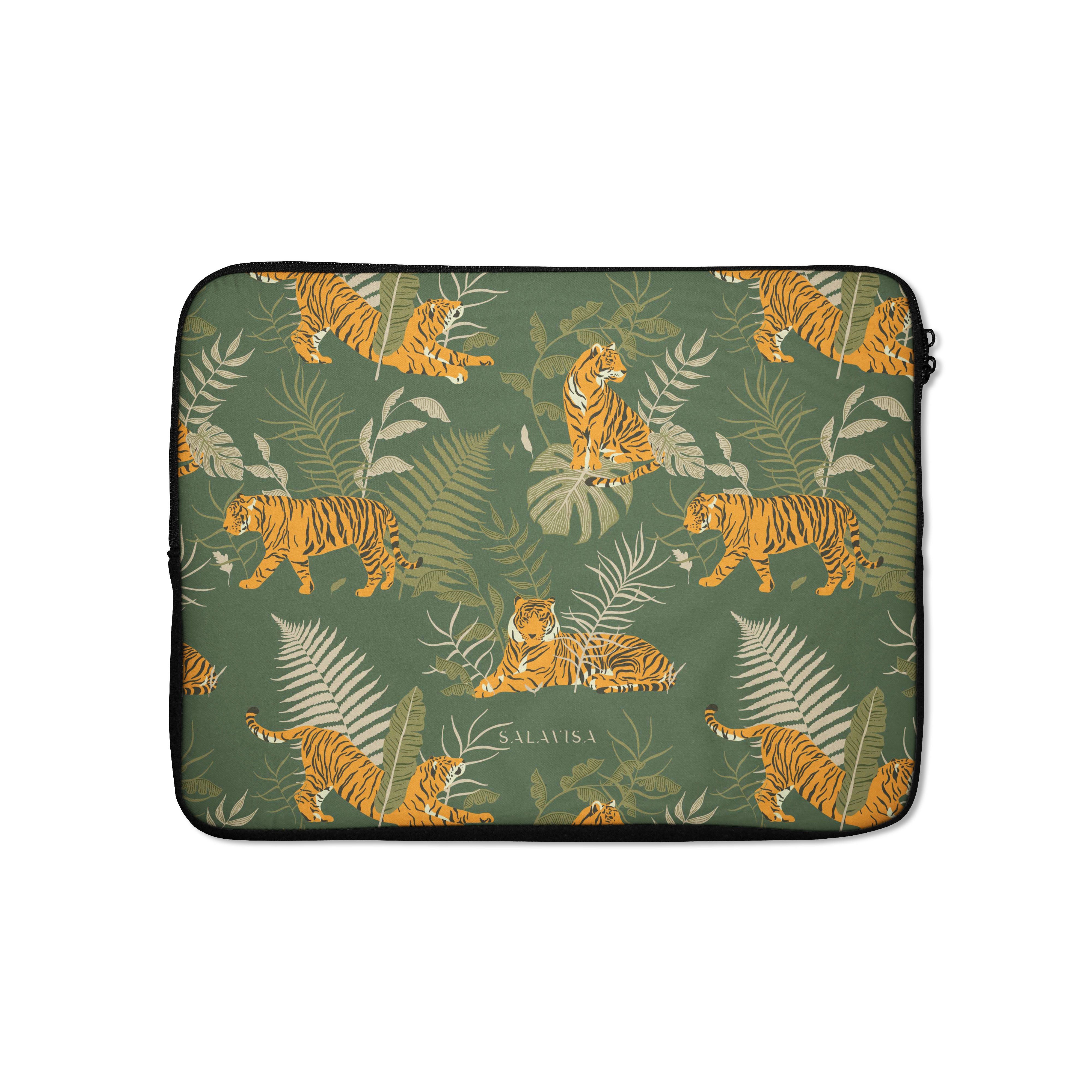 Premium Yellow Tiger Print Laptop Sleeve - 13 Inch Laptop Case with Soft Padding & Water Resistant Protection - Perfect for Work, School & Travel Accessories