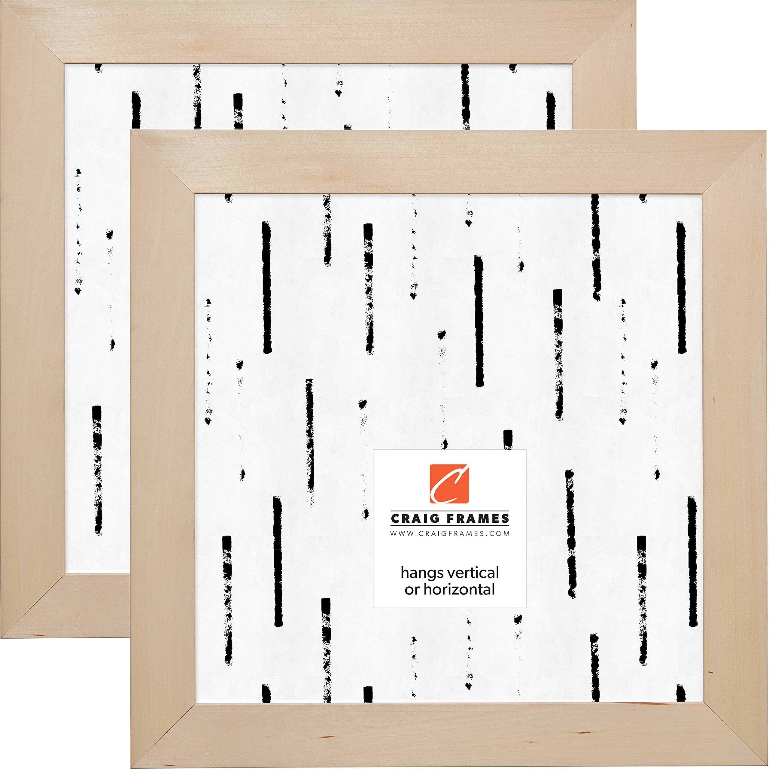 Craig Frames DIY Unfinished Wood Picture Frame - 12x12 Inch Natural Wood Square Frames (Set of 2) for Wall Art, Photo Displays & Home Decor